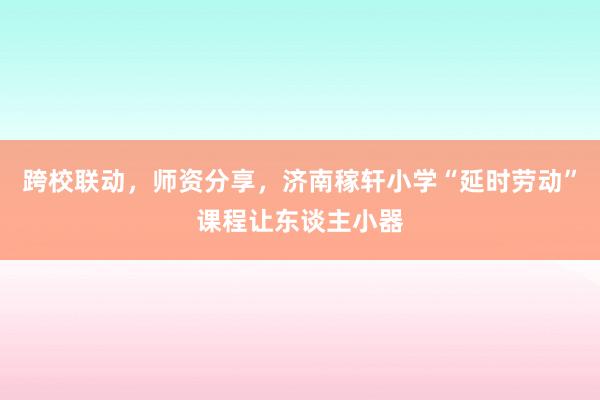 跨校联动，师资分享，济南稼轩小学“延时劳动”课程让东谈主小器