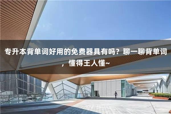 专升本背单词好用的免费器具有吗？聊一聊背单词，懂得王人懂~