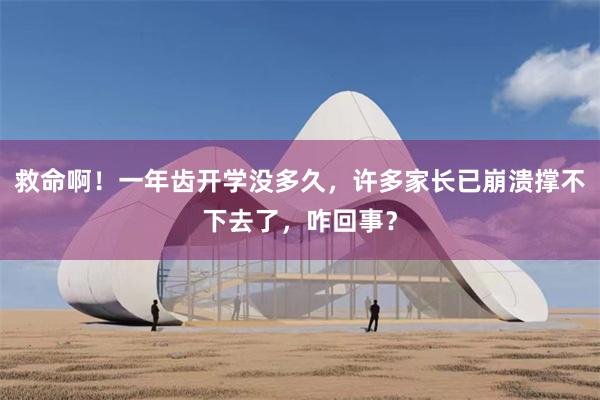 救命啊！一年齿开学没多久，许多家长已崩溃撑不下去了，咋回事？