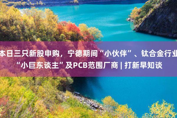 本日三只新股申购，宁德期间“小伙伴”、钛合金行业“小巨东谈主”及PCB范围厂商 | 打新早知谈