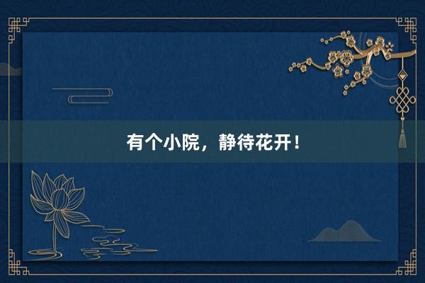 有个小院，静待花开！