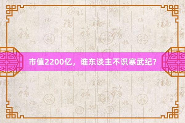 市值2200亿，谁东谈主不识寒武纪？