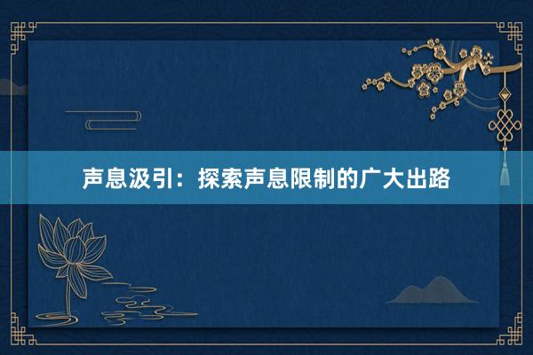 声息汲引：探索声息限制的广大出路